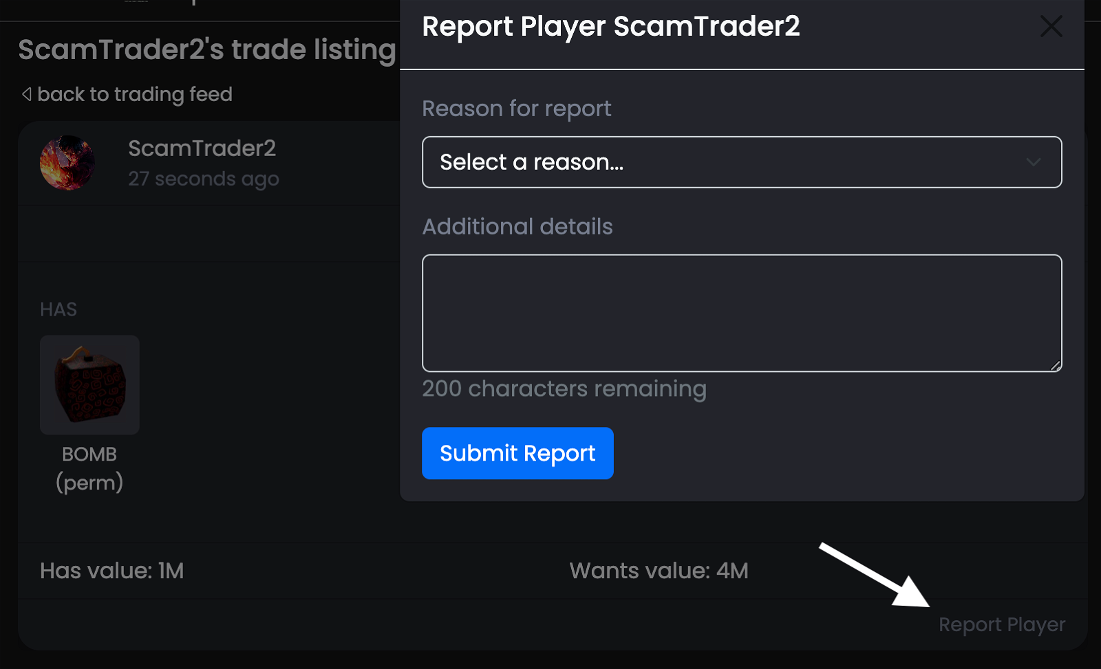 fruityblox.com reporting scammers trading